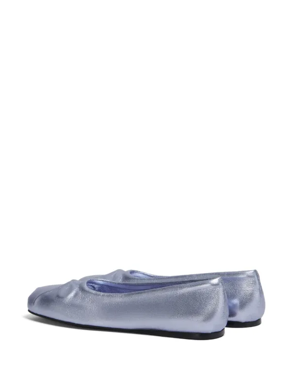 Marni Little Bow Metallic Ballerina Shoes | Blue | FARFETCH