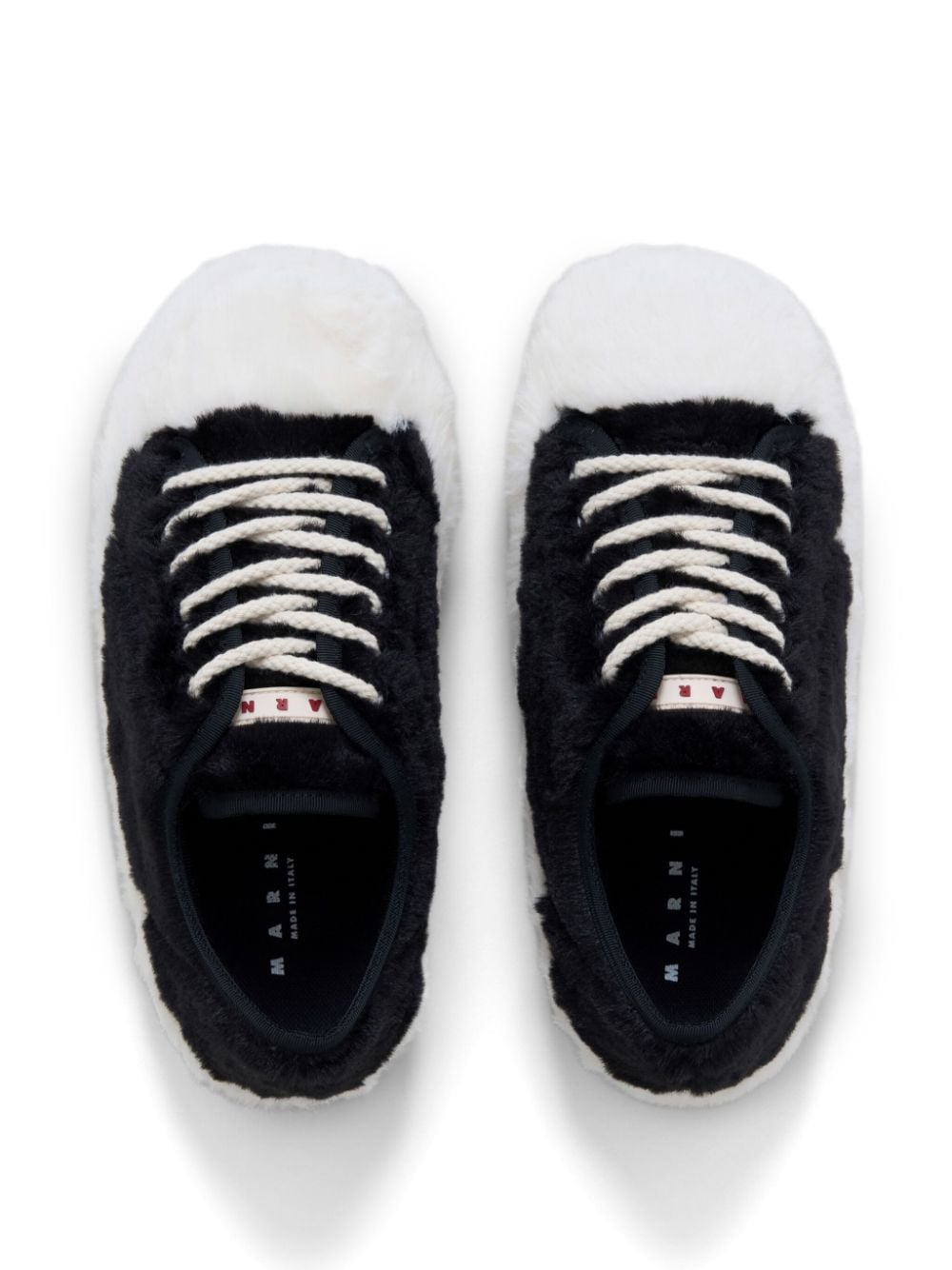 Shop Marni Teddy Lace-up Sneakers In Black