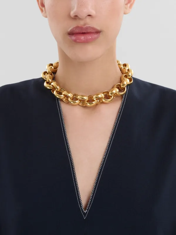 Marni クリスタル チェーンネックレス | ゴールドトーン