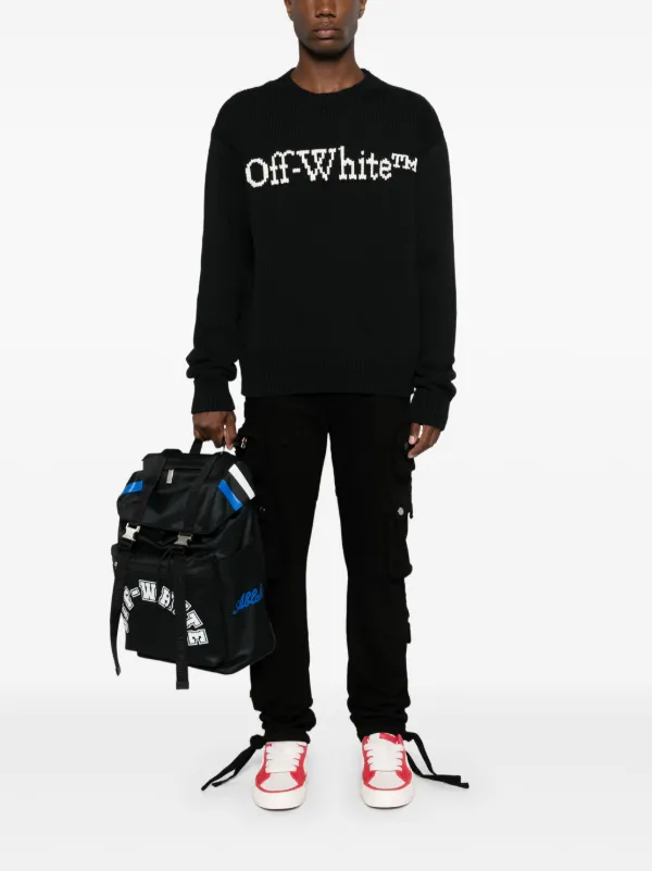 Off-White intarsia-knit Logo Jumper | Black | FARFETCH