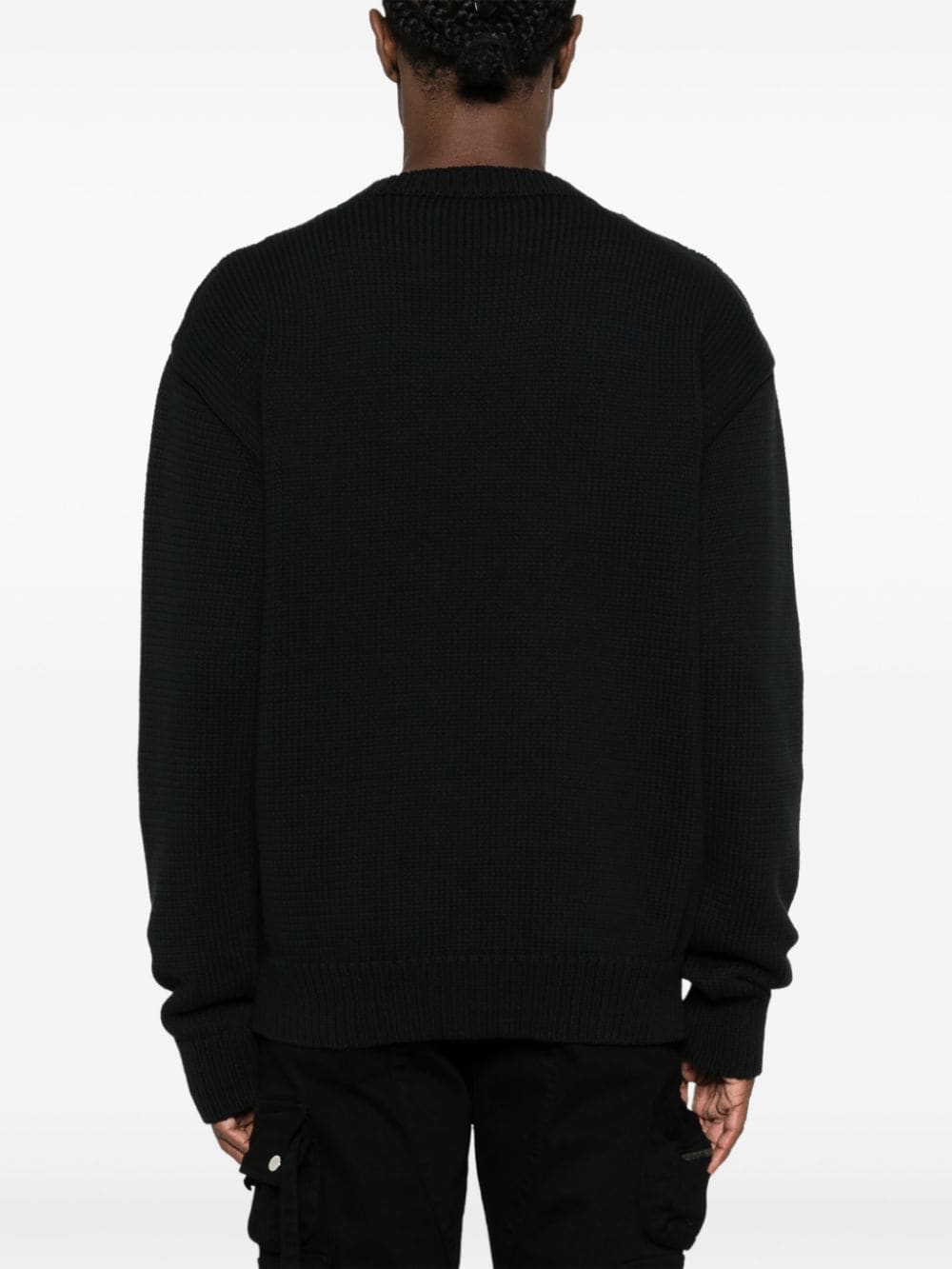 Shop Off-white Intarsia-knit Logo Jumper In Black