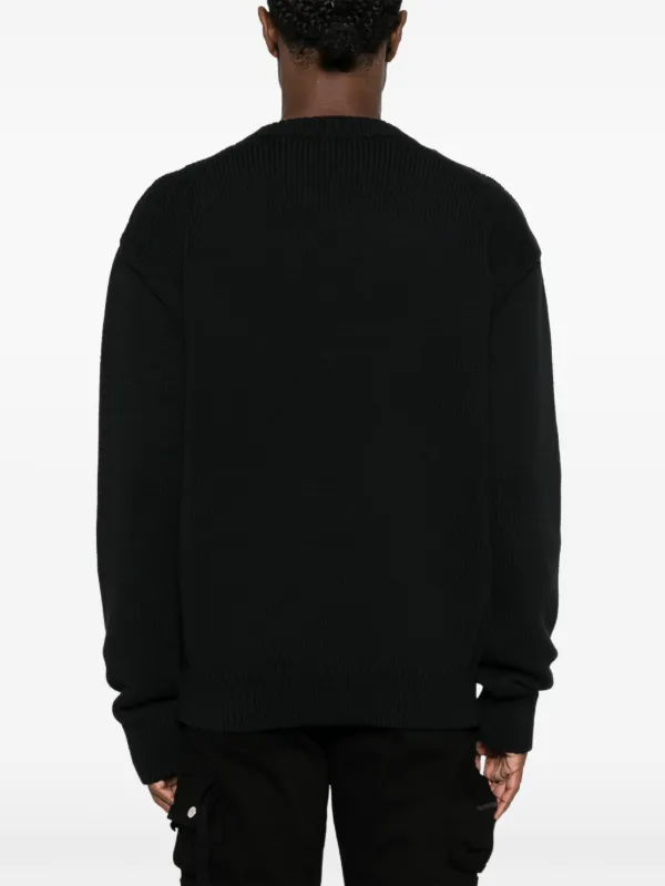 Off-White intarsia-knit Logo Jumper | Black | FARFETCH