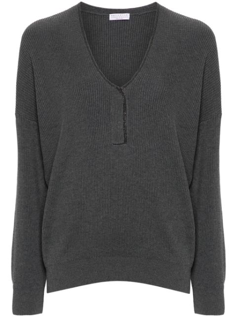 Brunello Cucinelli Monili-detail cotton jumper Women