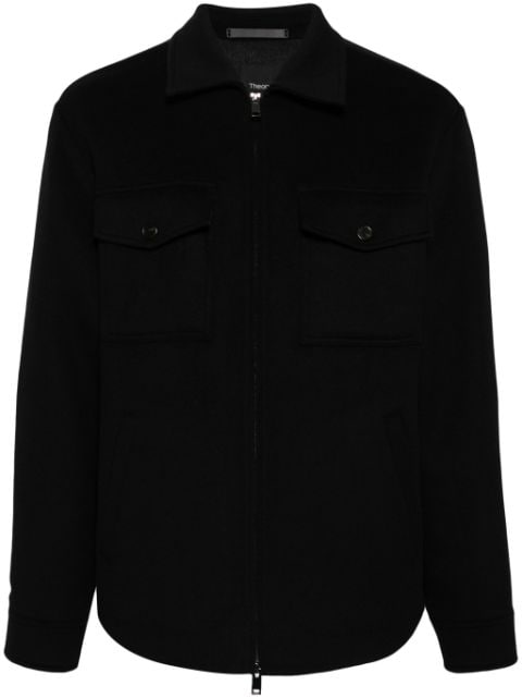 Theory zip-up felted shirt jacket