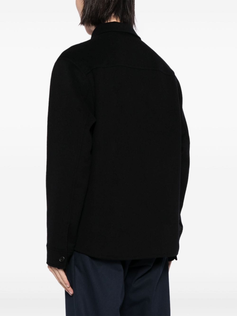 Shop Theory Zip-up Felted Shirt Jacket In Black