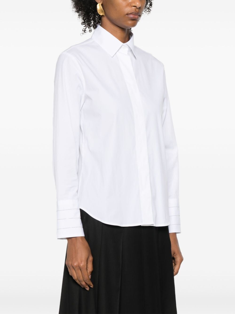 Shop Peserico Bead-embellished Poplin Shirt In White