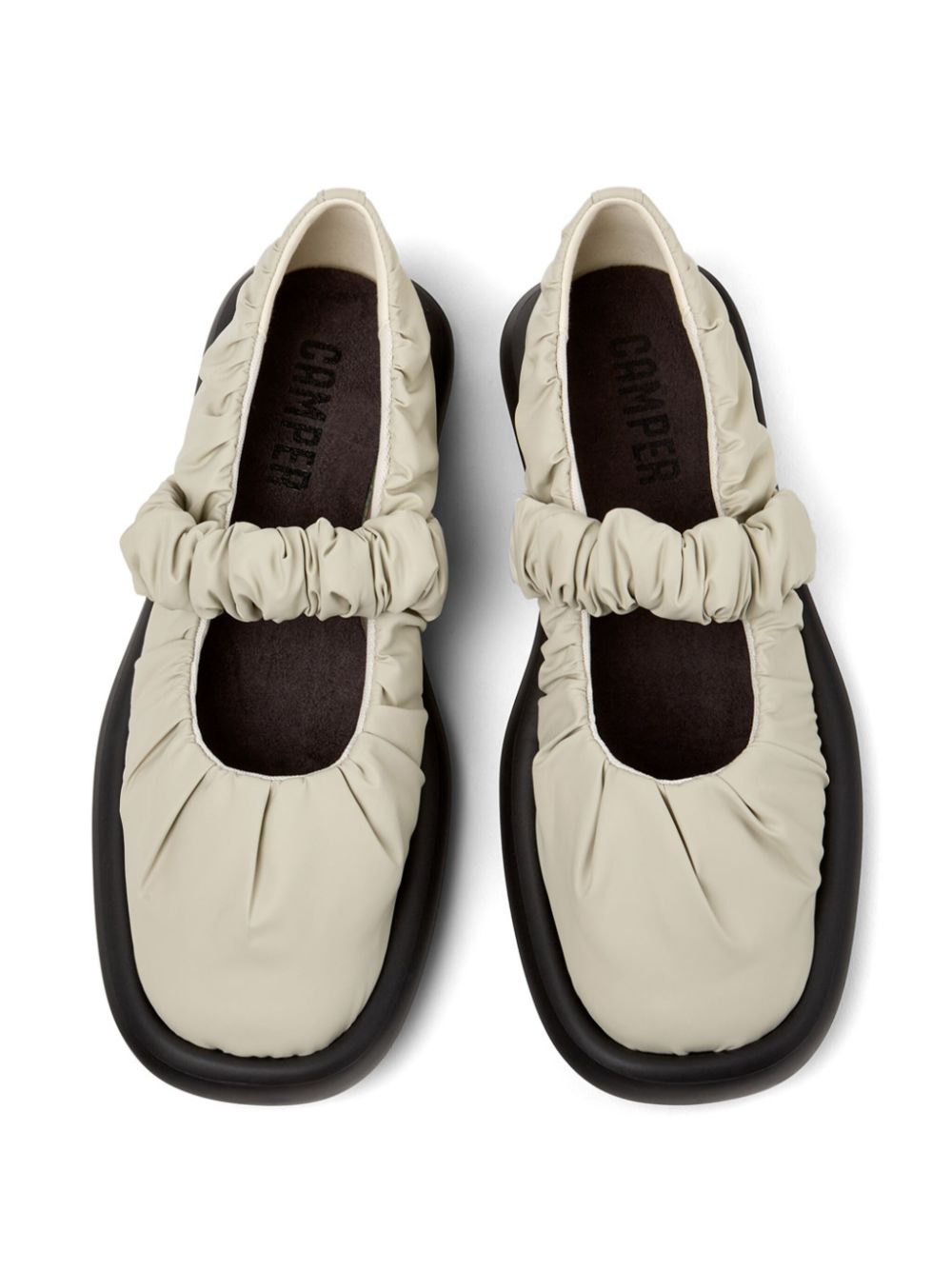 Camper Onda ruched ballerina shoes Neutrals