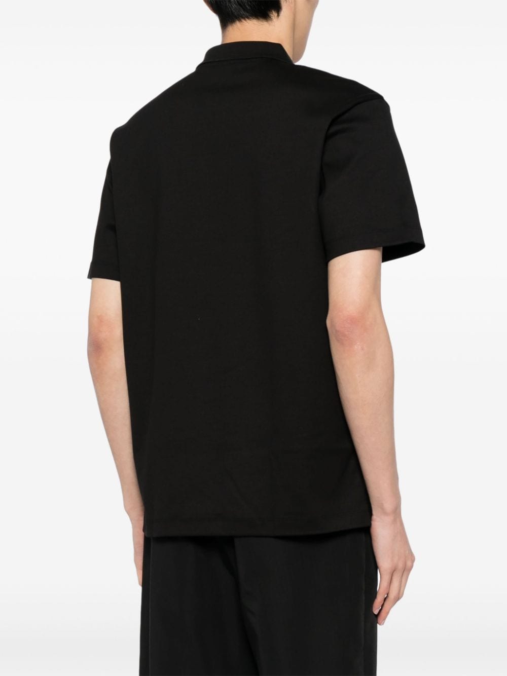 Shop Hugo Interlock-cotton Polo Shirt In Black