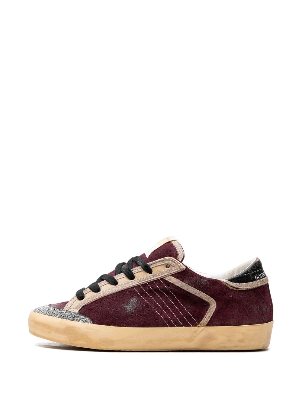 Shop Golden Goose Super-star Penstar "wine Red/black" Sneakers In Rot