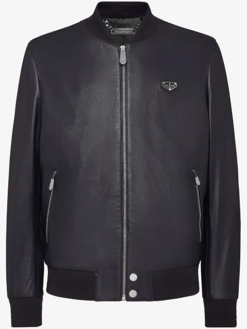 Philipp Plein leather bomber jacket