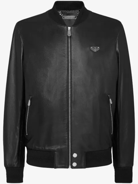 Philipp Plein leather bomber jacket
