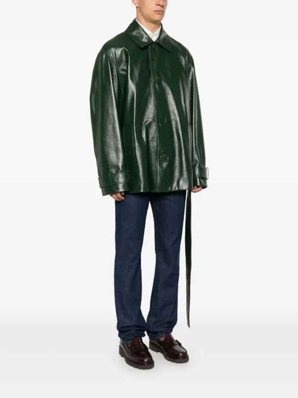 Gucci Leather Coat Green FARFETCH AE