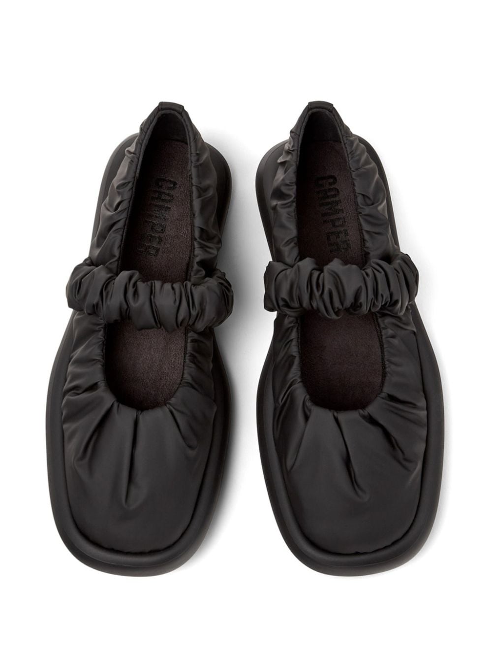 Shop Camper Onda Ruched-detail Ballerinas In Black