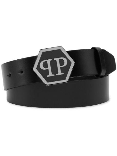 Philipp Plein Hexagon-logo leather belt Men