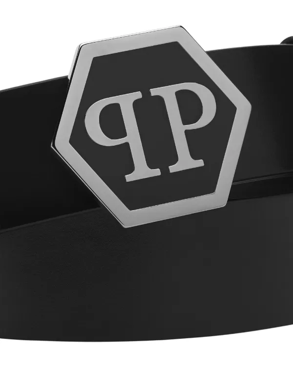 Philipp Plein Hexagon-logo Leather Belt | Black | FARFETCH