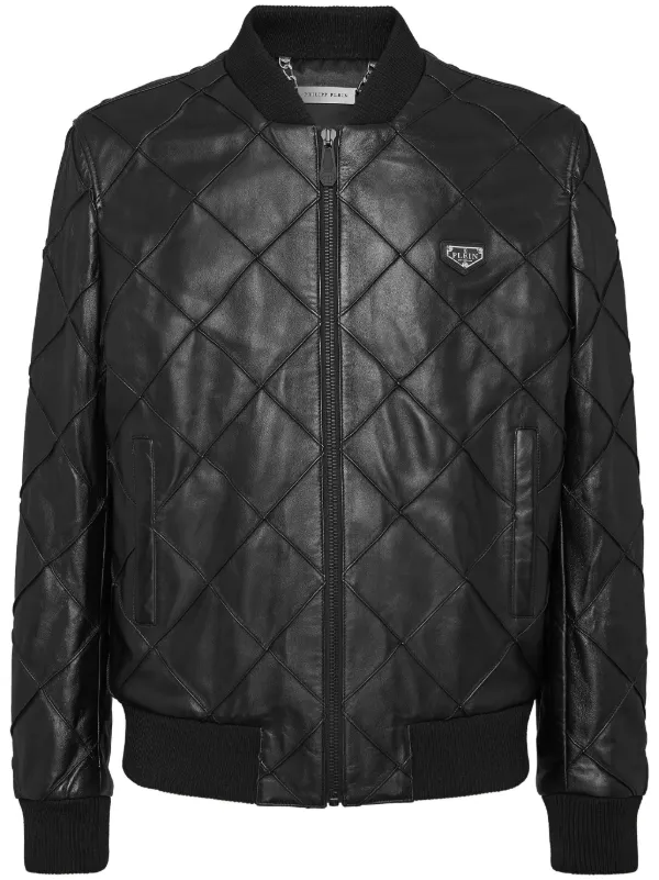 Philipp Plein Veste Bomber Matelassée En Cuir Noir FARFETCH TN