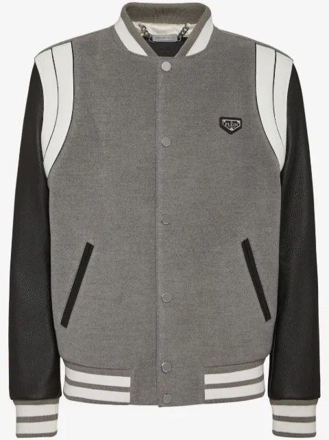 Philipp Plein leather sleeves bomber jacket