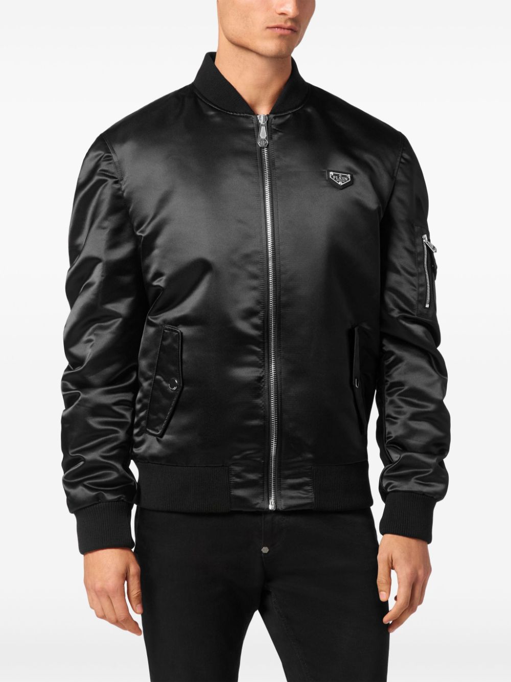 Shop Philipp Plein Top Gun Bomber Jacket In Black