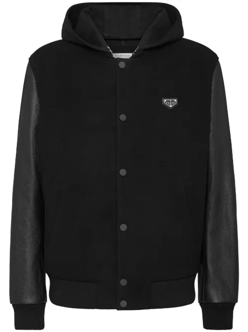 Veste bomber à manches en cuir - Philipp Plein - Modalova