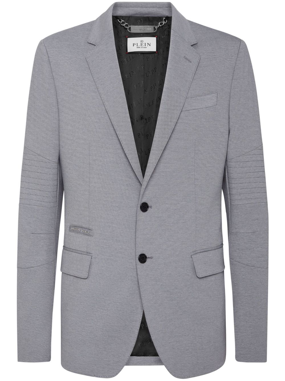 Philipp Plein Logo-patch Jersey Blazer In Gray