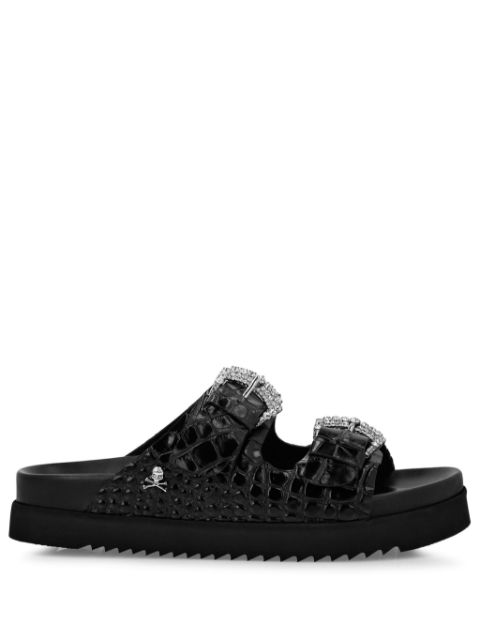 Philipp Plein crocodile-effect leather sandals Women