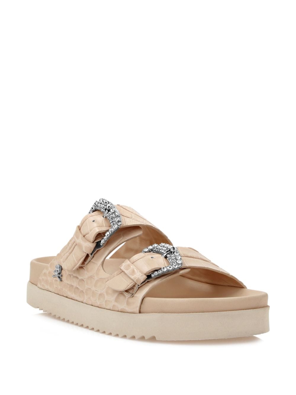 Shop Philipp Plein Croco-printed Sandals In "62 Nude Pink"