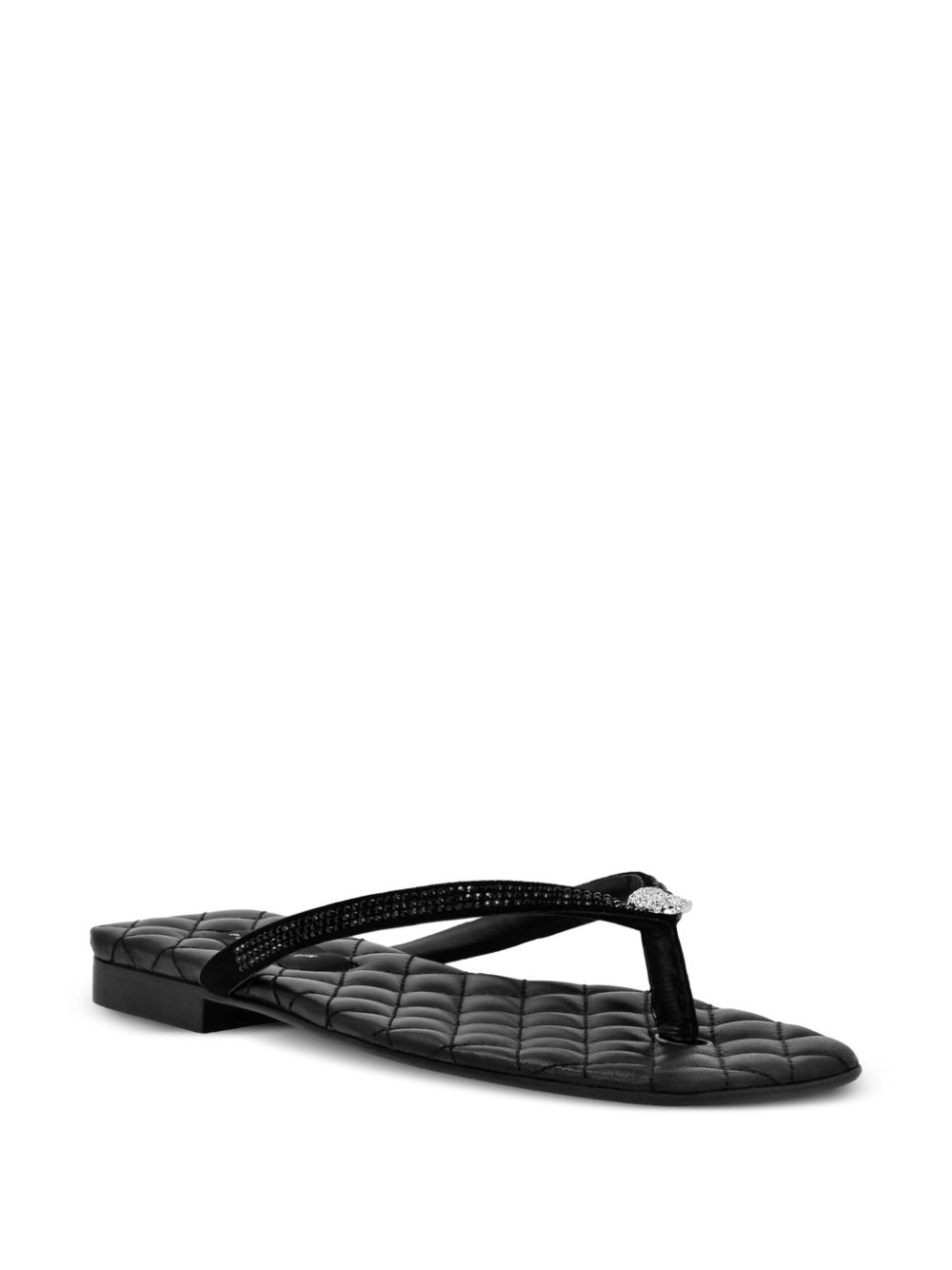 Philipp Plein crystal leather flip flops Black