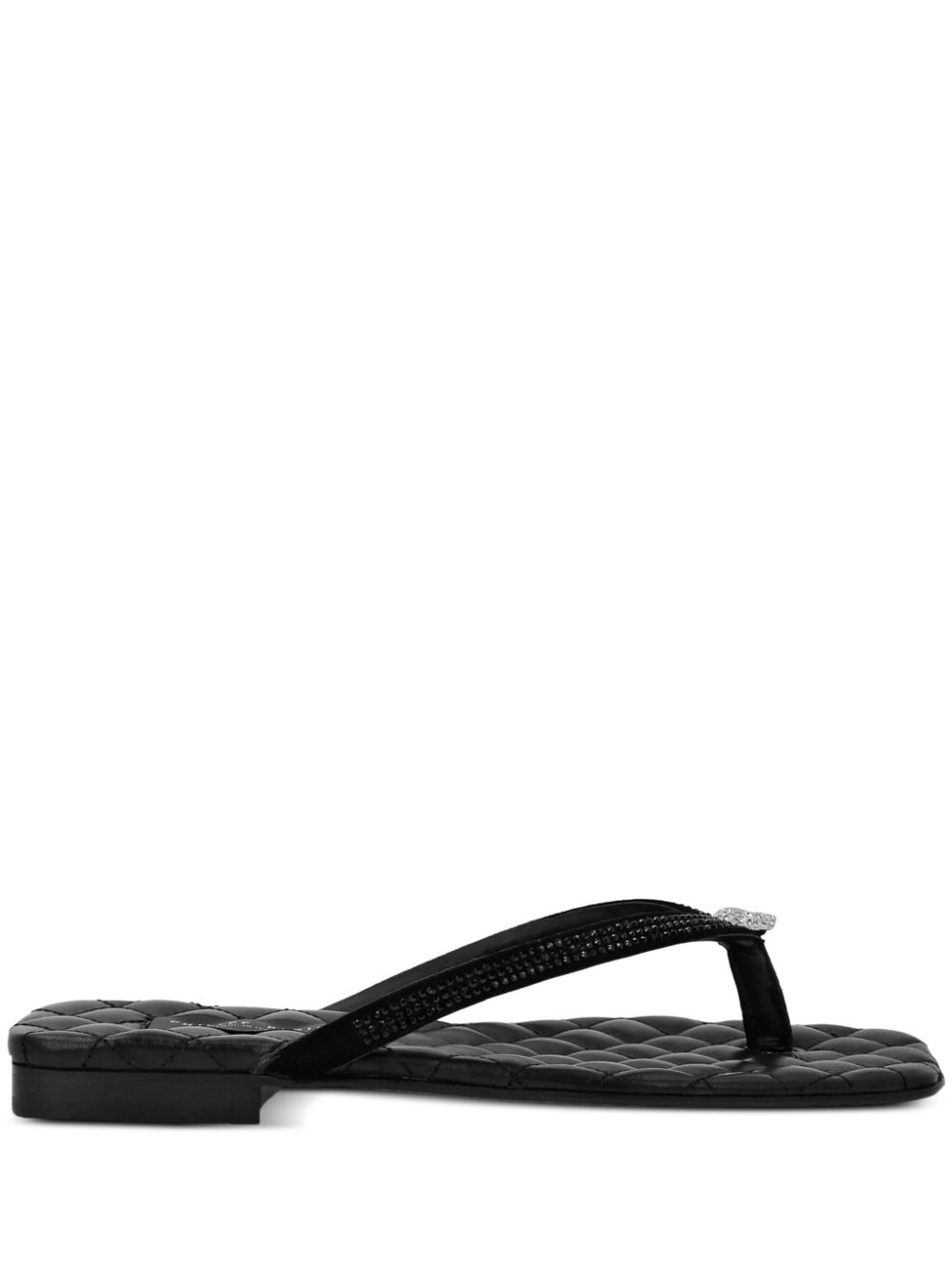 Philipp Plein crystal leather flip flops Black