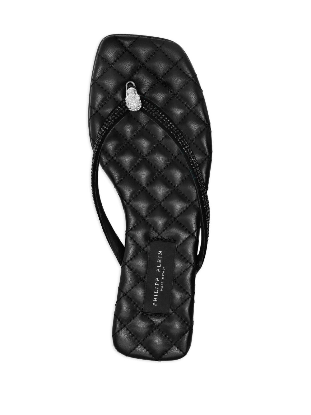 Philipp Plein crystal leather flip flops Black