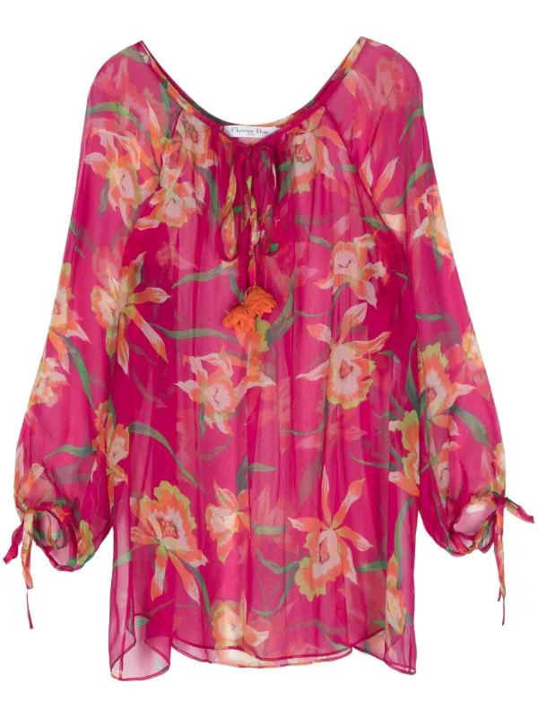 Christian Dior Pre-Owned 2000s Blouse Met Print Roze FARFETCH NL