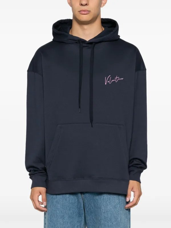 スウェット・トレーナー VALENTINO GARAVANI Valentino logo embroidery hoodie Blue Valentino Garavani logo-embroidered Hoodie | Blue | FARFETCH BH