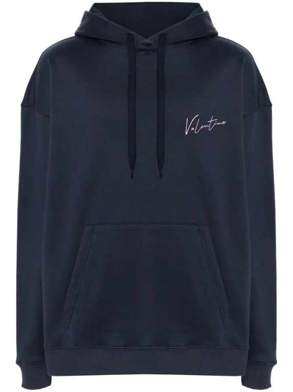 パーカー・フーディ Valentino Garavani Valentino Logo Embroidery Hoodie Valentino Garavani logo-embroidered Hoodie | Blue | FARFETCH