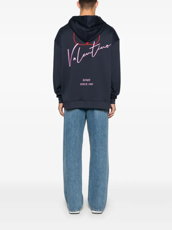 スウェット・トレーナー VALENTINO GARAVANI Valentino logo embroidery hoodie Blue Valentino Garavani logo-embroidered Hoodie | Blue | FARFETCH BH