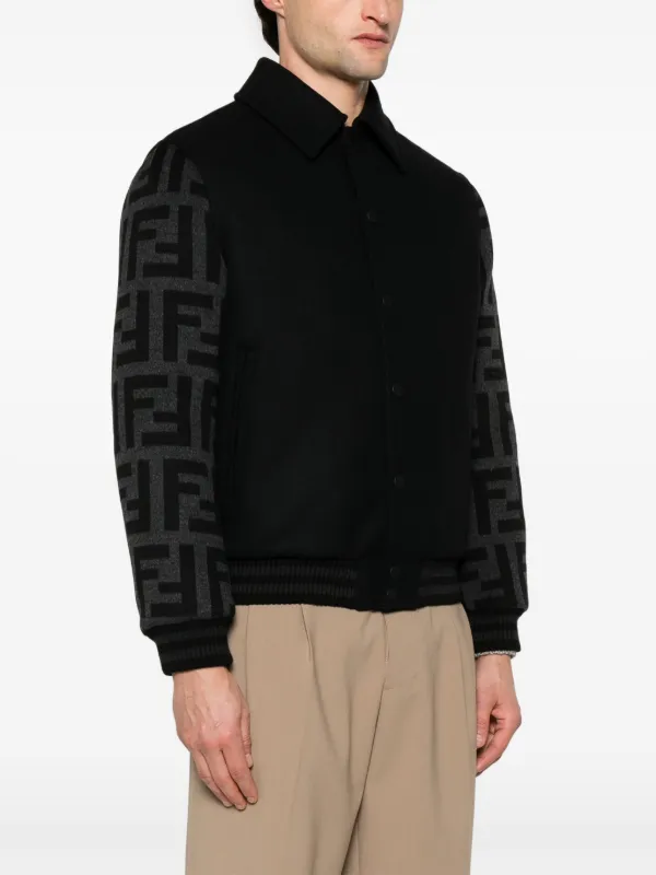 FENDI FF-motif Bomber Jacket | Black | FARFETCH IN