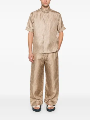 パンツ FENDI Grain de poudre pants Beige FR6580AJYF ASH FENDI PANTALON MOHAIR TAUPE CINTURA ASIMETRICA