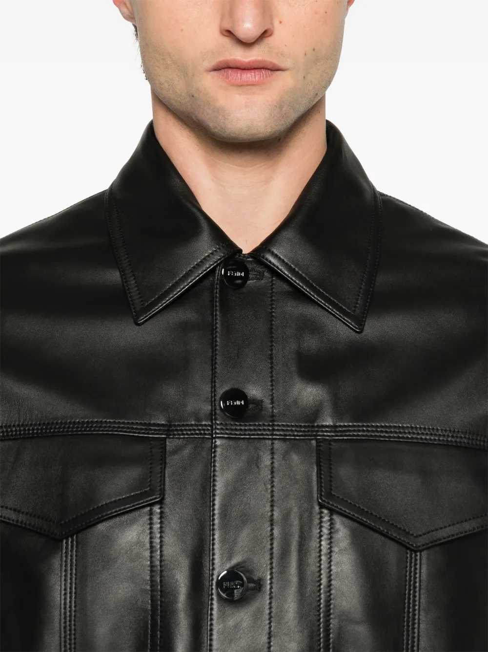 Fendi black leather jacket on sale