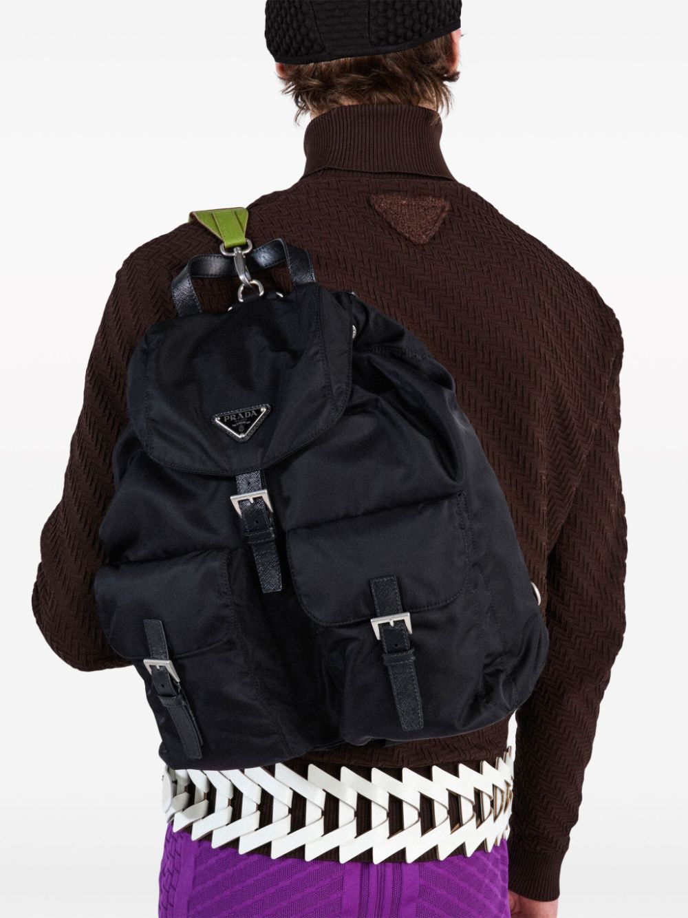 Prada Turtleneck Nylon Sweater Brown FARFETCH AO