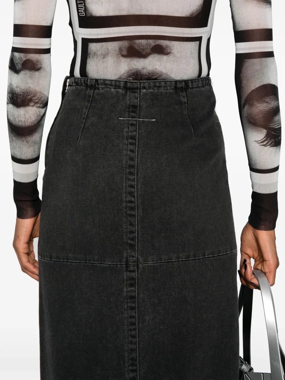 MM6 Maison Margiela Denim midi-rok Grijs