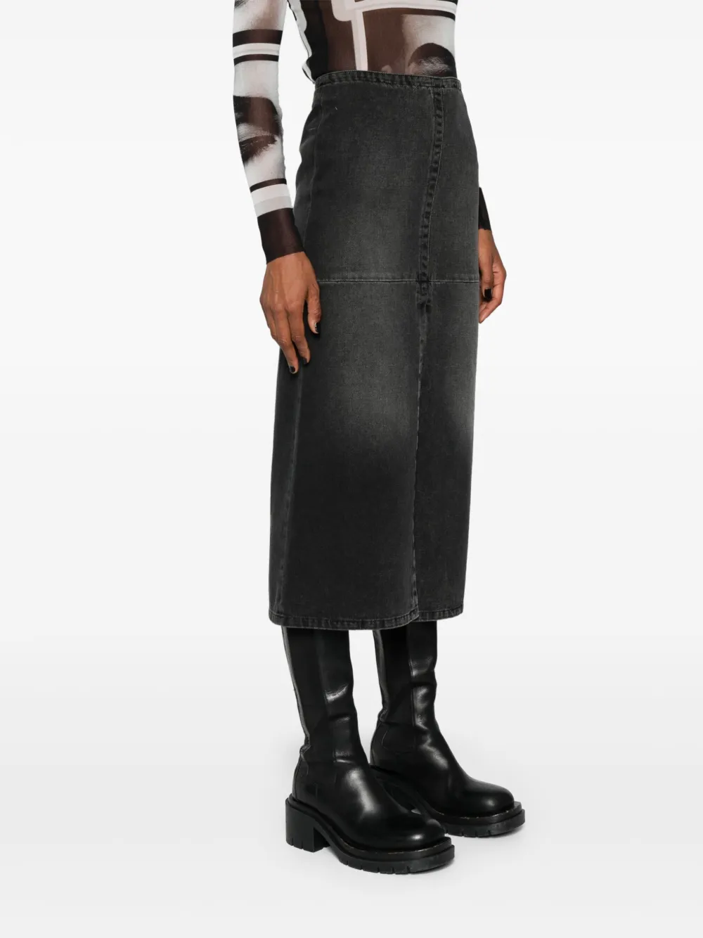 MM6 Maison Margiela Denim midi-rok Grijs