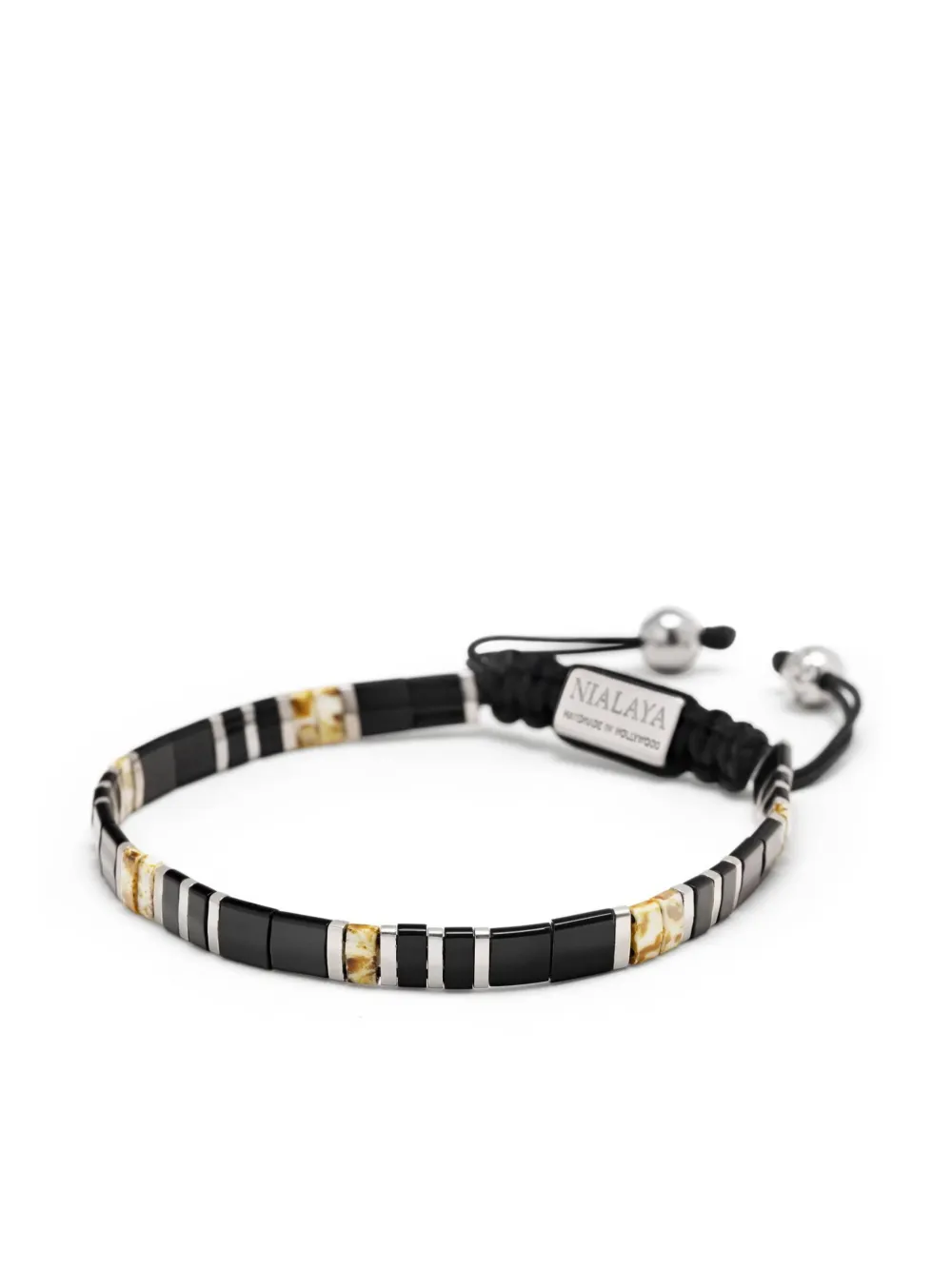 Nialaya Jewelry Armband met logoplakkaat - Zwart