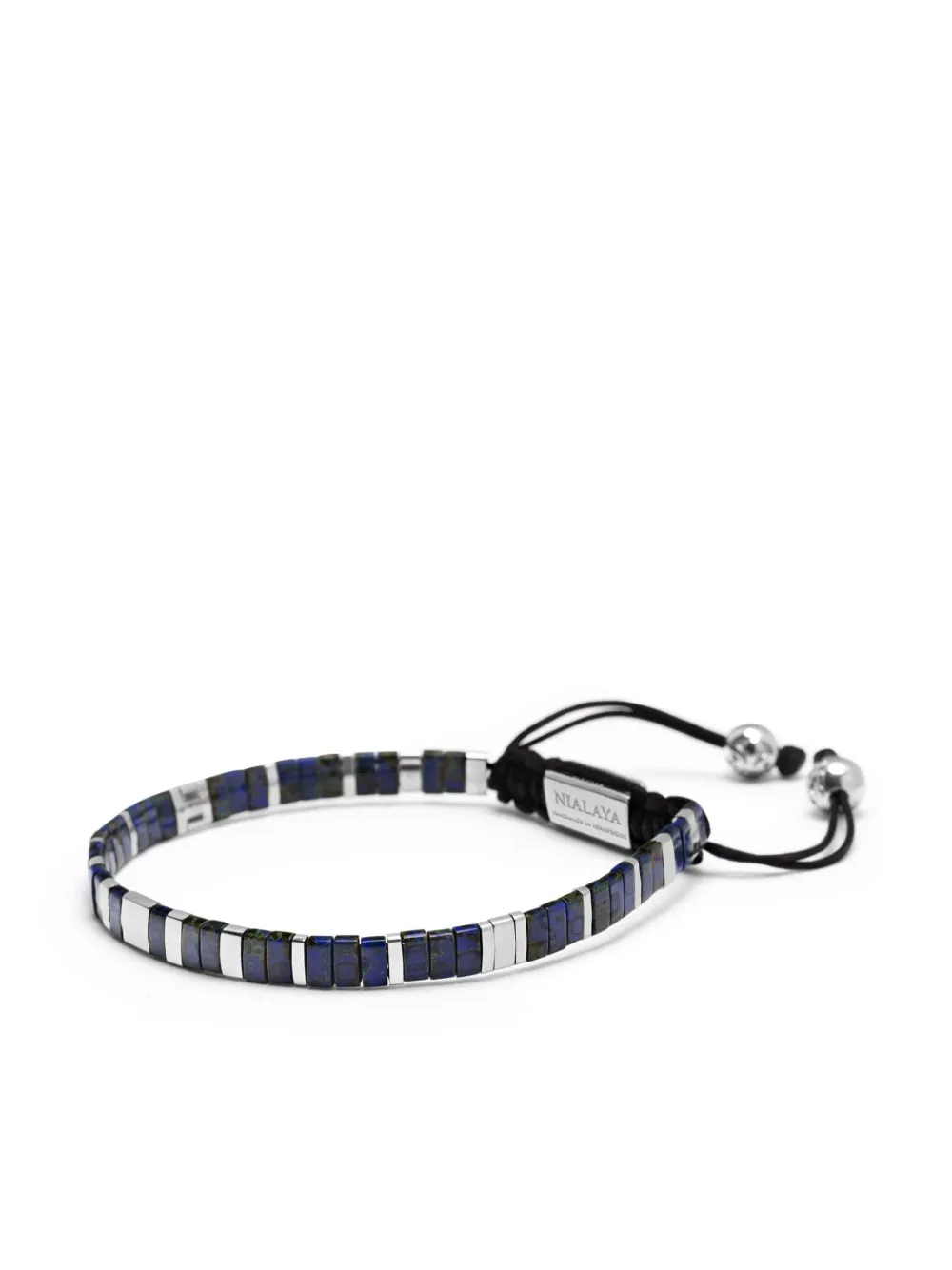 Nialaya Jewelry Kralenarmband met gegraveerd logo - Blauw