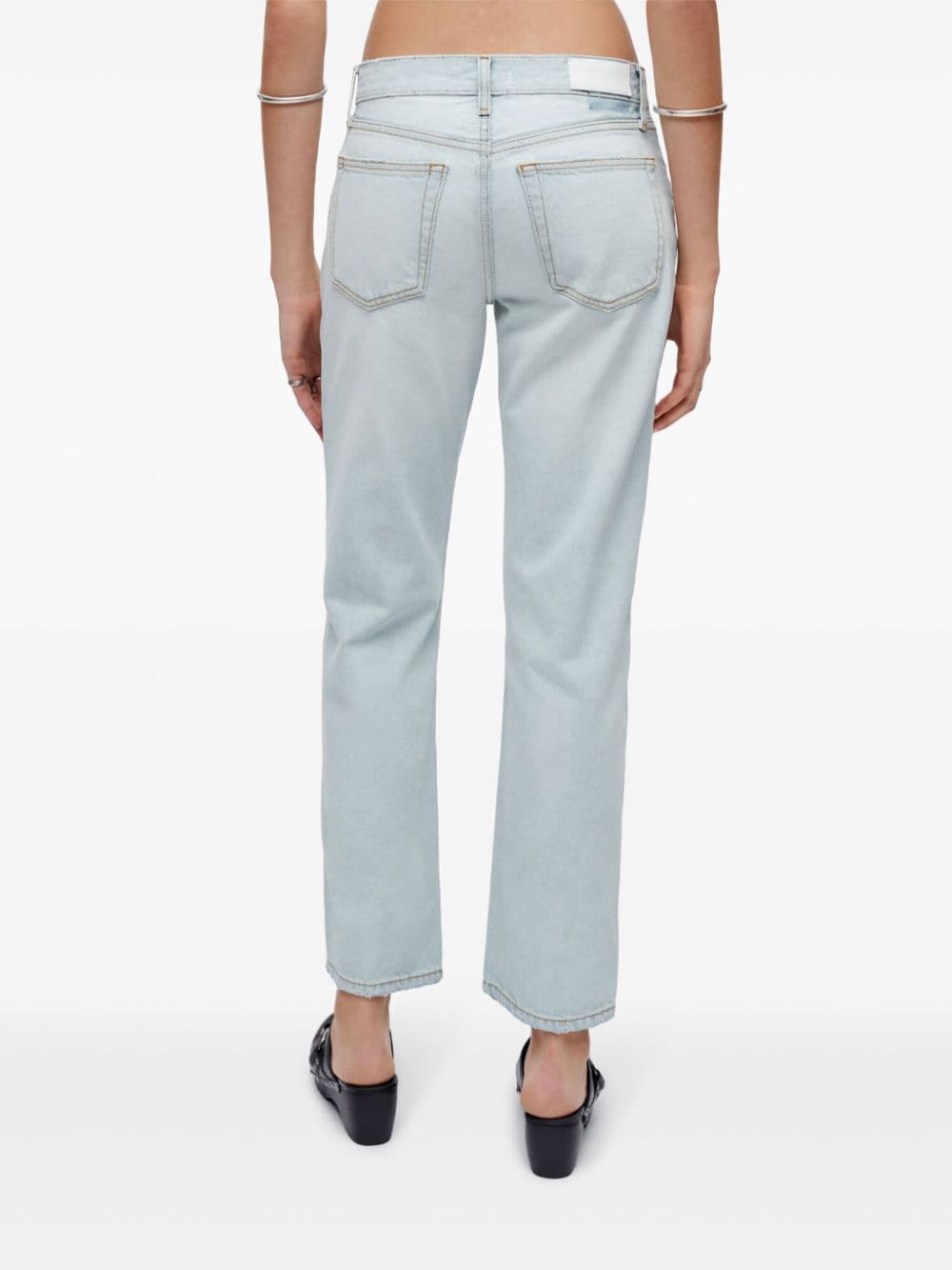 Shop Re/done Easy Straight Cropped Jeans In Blue