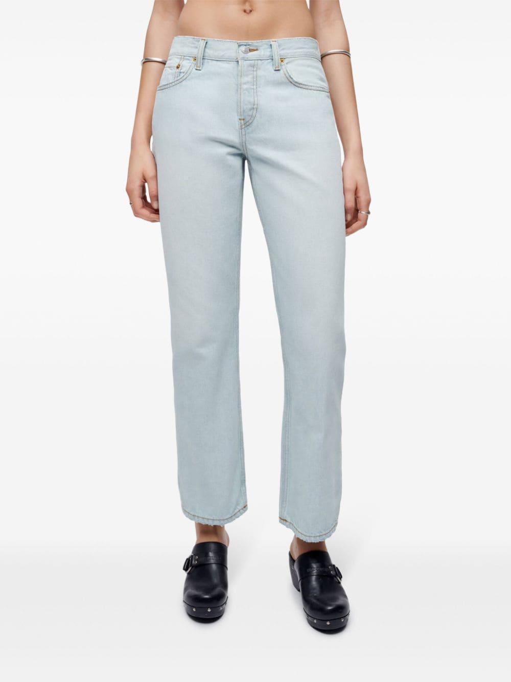 Shop Re/done Easy Straight Cropped Jeans In Blue