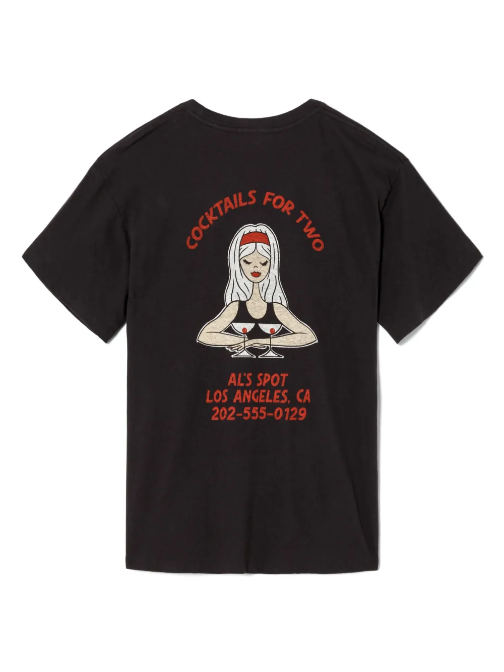 RE DONE Cocktails For Two katoenen T-shirt met grafische print Zwart