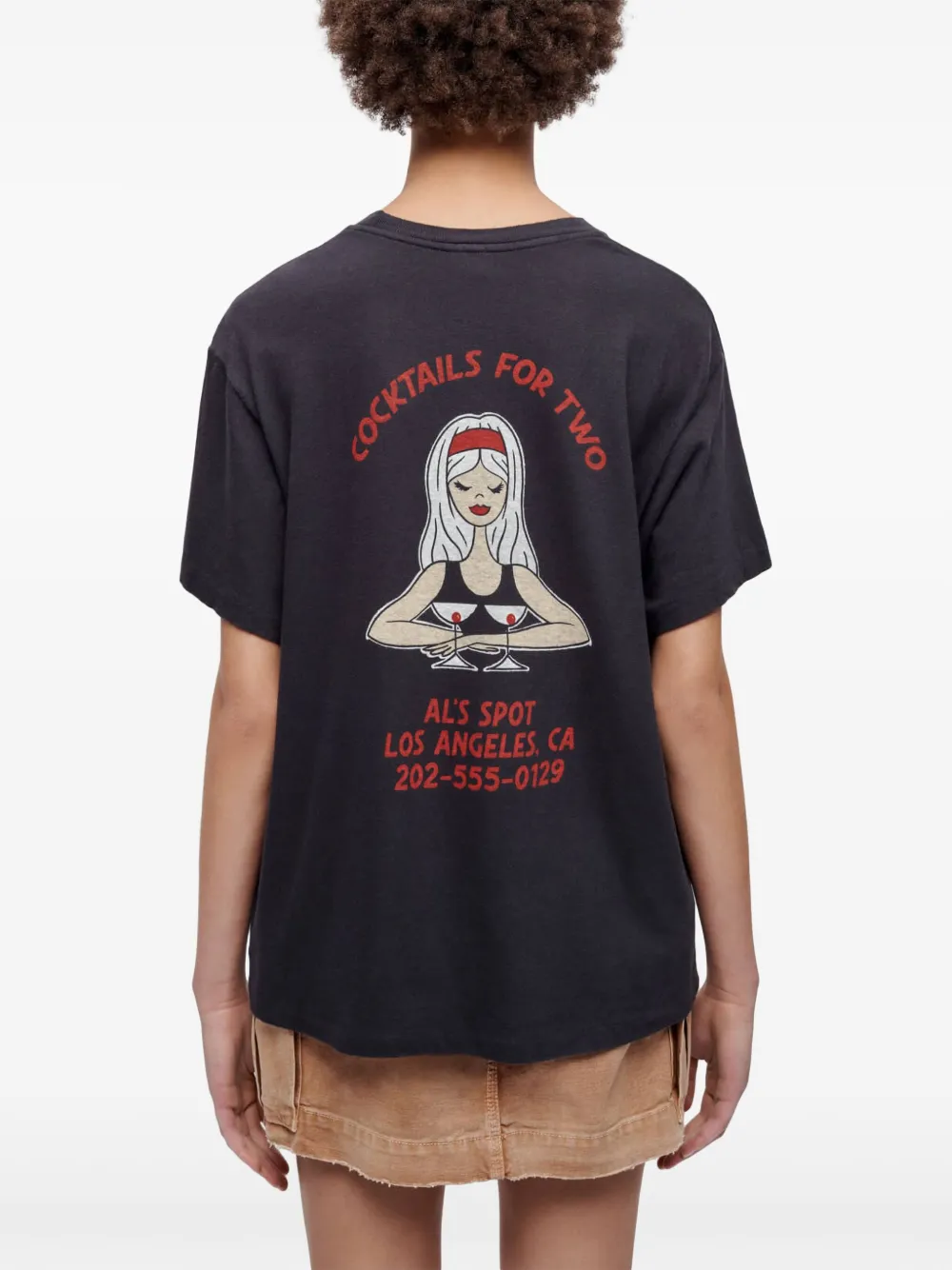 RE DONE Cocktails For Two katoenen T-shirt met grafische print Zwart