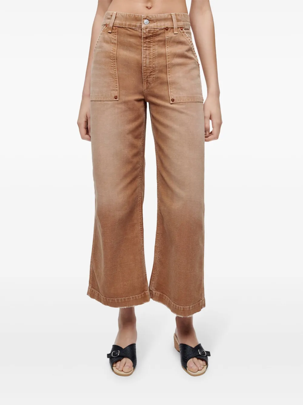 RE DONE Baker cropped jeans met wijde pijpen Bruin