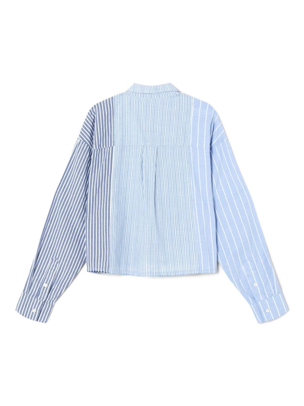 Shop Re/done Patchwork Striped Shirt In Blue