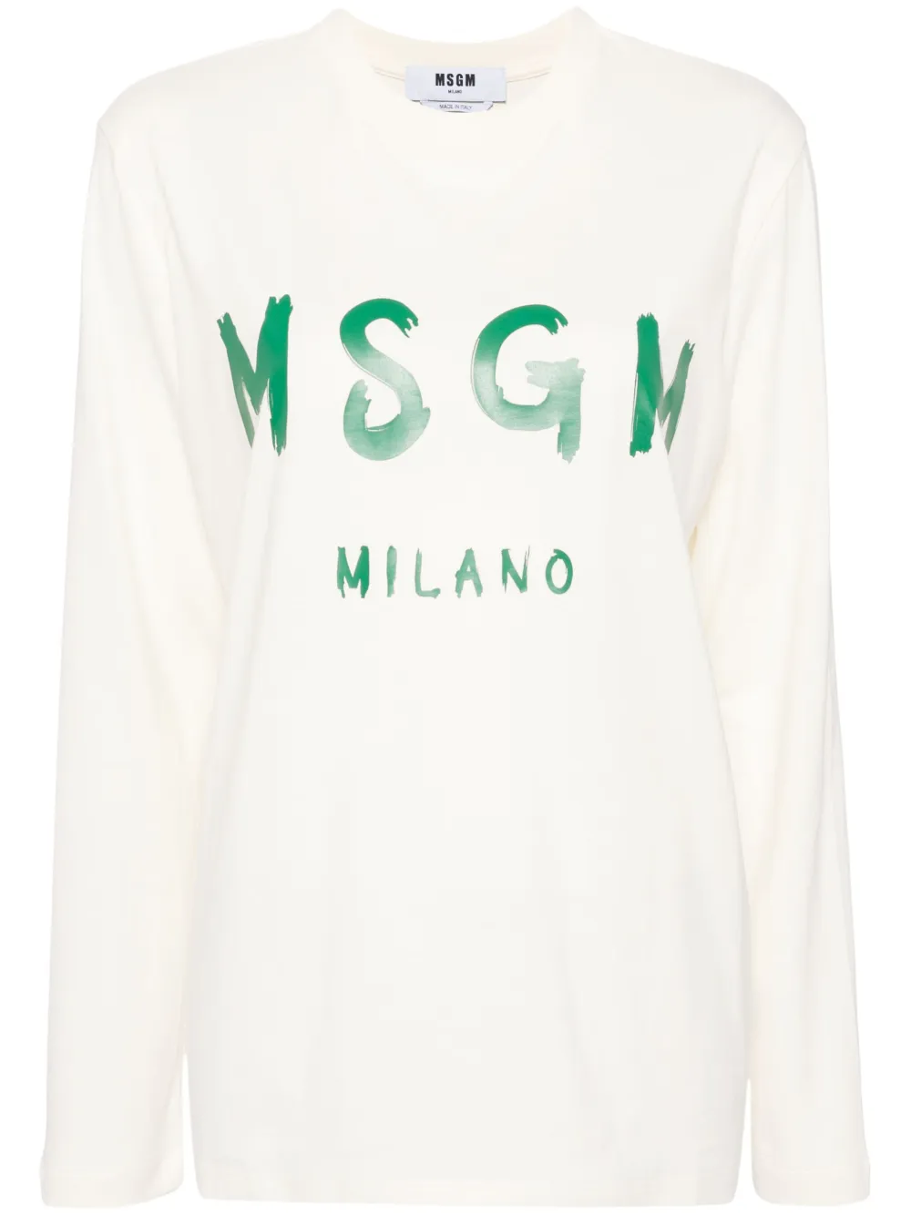 MSGM Katoenen T-shirt met logoprint Beige