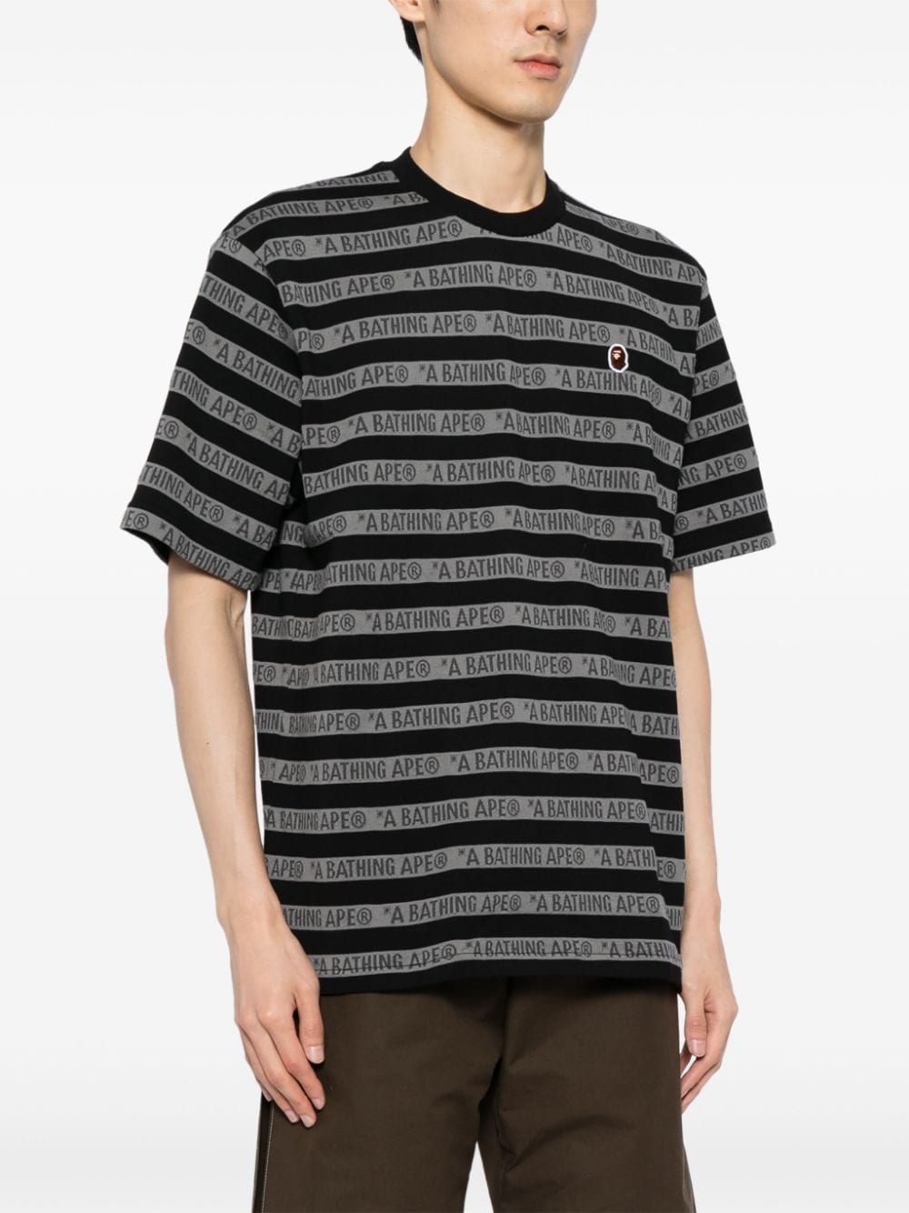 Shop A Bathing Ape All-over Logo-print Cotton T-shirt In Black