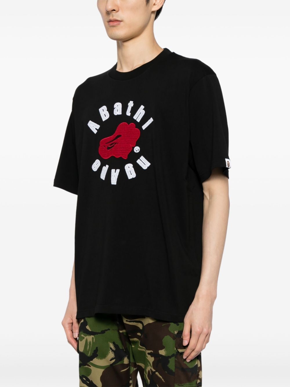 Shop A Bathing Ape Logo-print Cotton T-shirt In Black